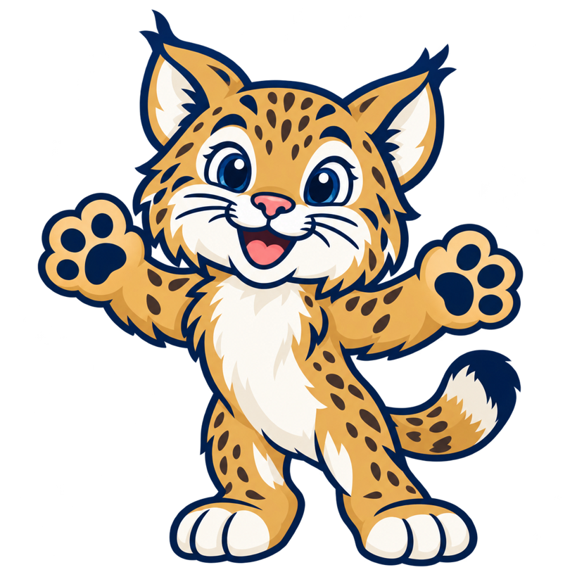 Friendly illustrated bobcat cheering